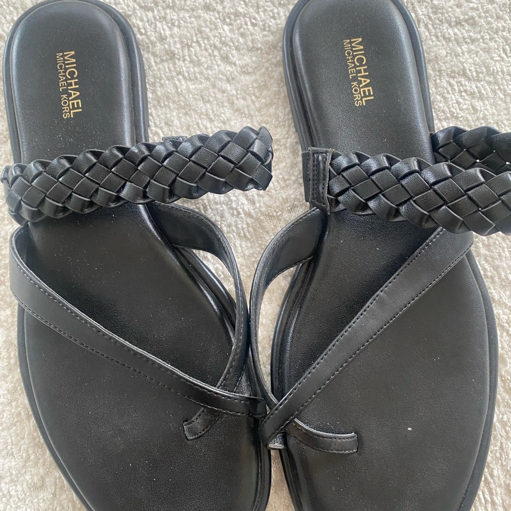 Michael Kors Black Braided Sandals